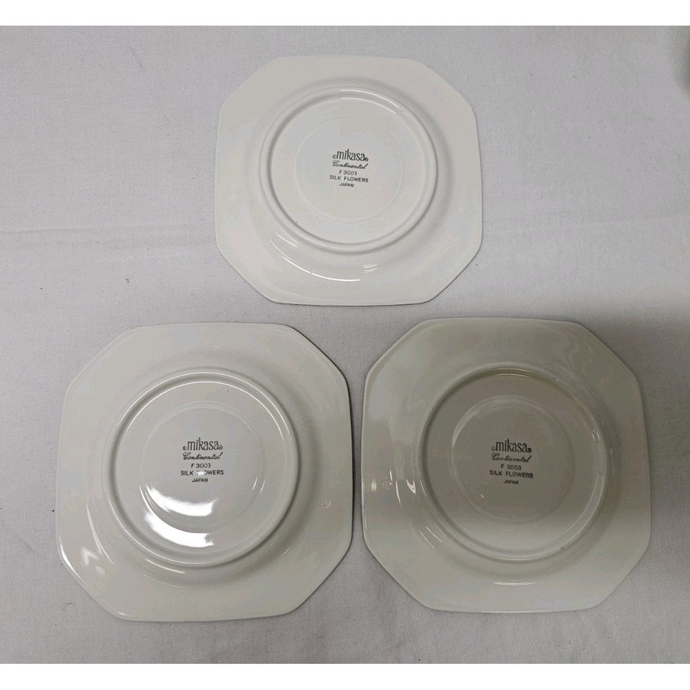 3 Mikasa Continental Silk Flowers Footed Cup & Saucer Sets F3003 8oz Japan I24 - Picture 4 of 8